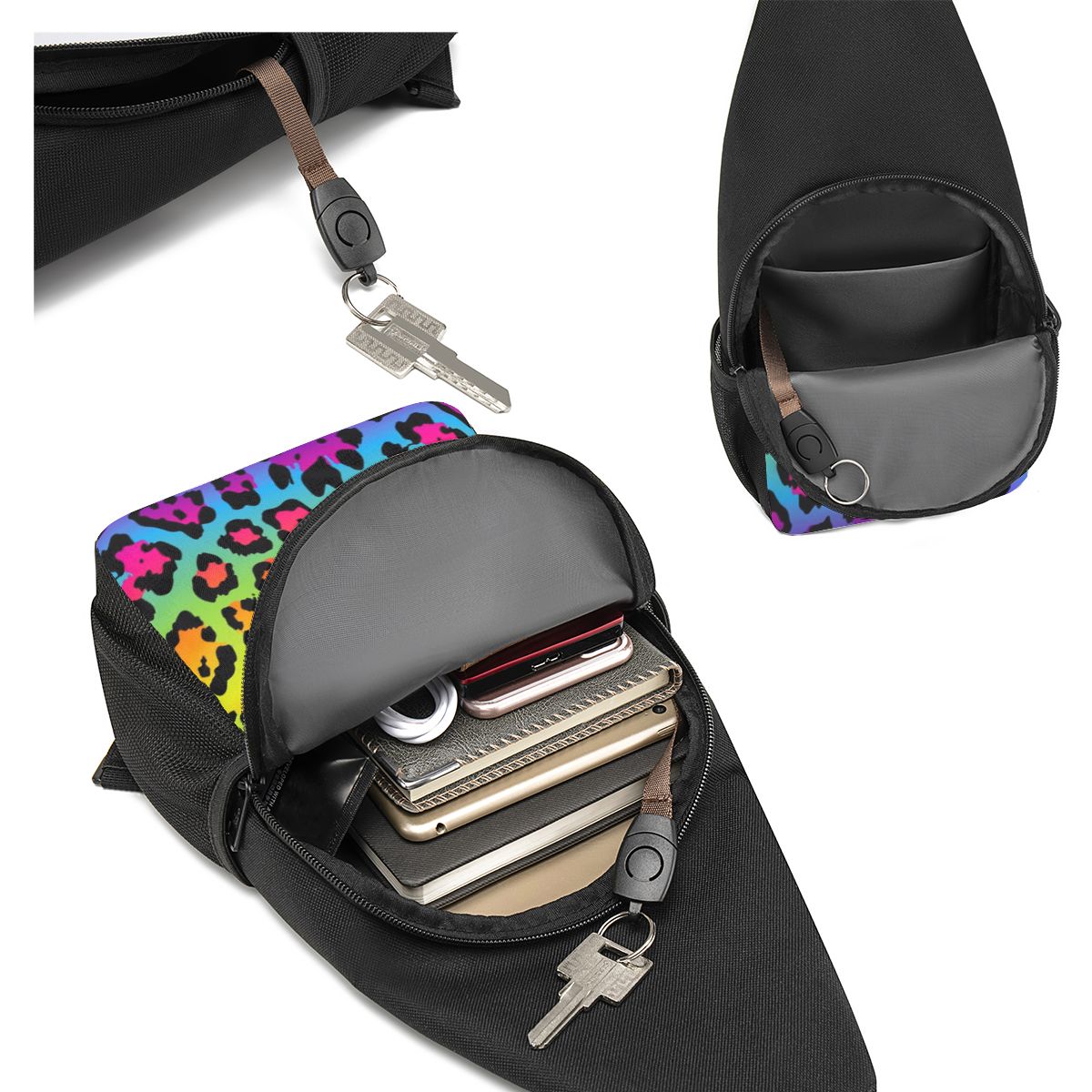 Rainbow Leopard Print Chest Ba - đánh giá và giá Sling Backpack Shoulder