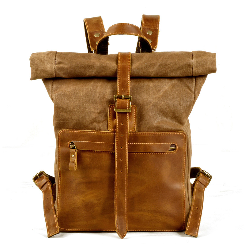 New model simple and retro wax - đánh giá và giá Canvas Backpack Casual