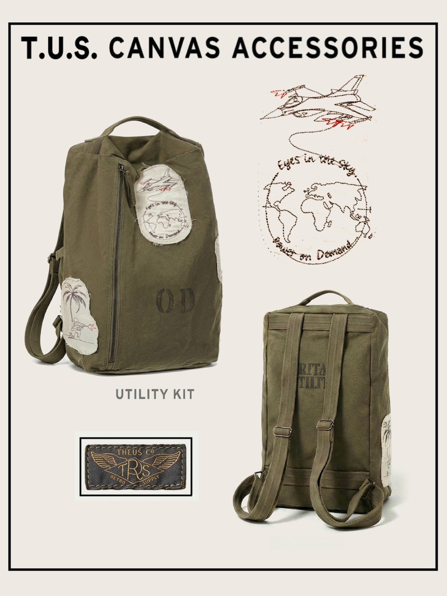 Retro Washed Military Patchwor - đánh giá và giá Canvas Backpack Casual