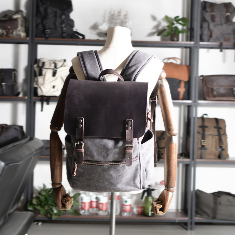 Retro men's backpack, double s - đánh giá và giá Canvas Backpack Casual